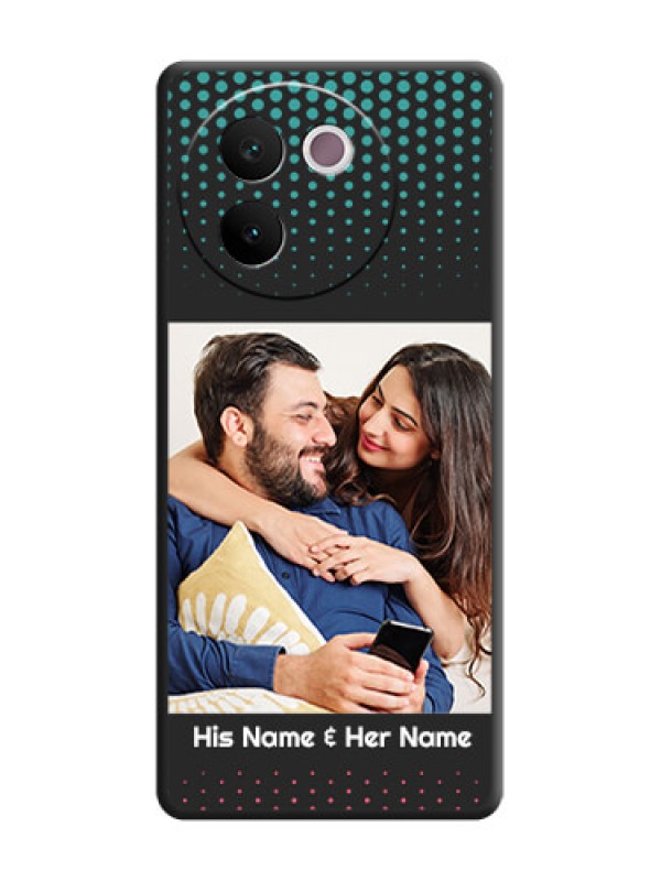 Custom Faded Dots with Grunge Photo Frame and Text On Space Black Custom Soft Matte Mobile Back Cover - Vivo V30e 5G