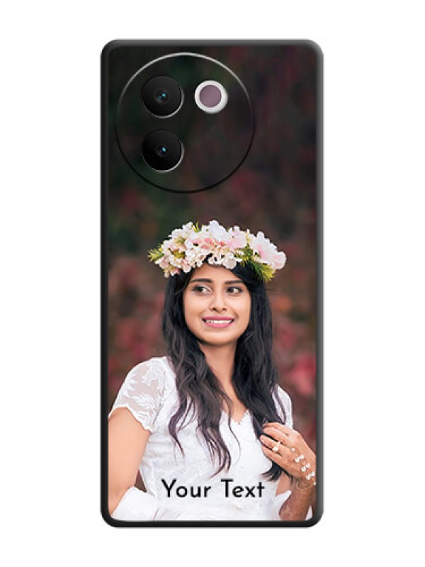 Custom Full Single Pic Upload With Text On Space Black Custom Soft Matte Mobile Back Cover - Vivo V30e 5G