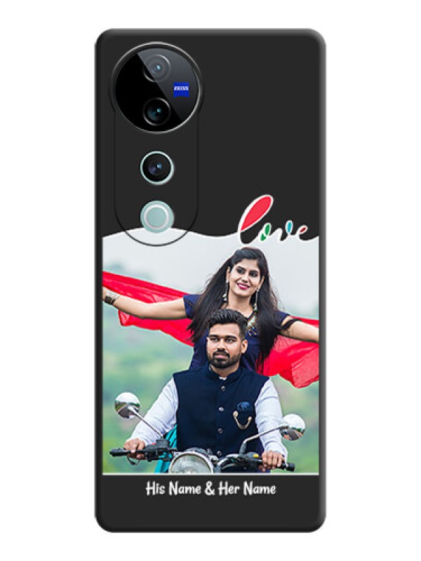 Custom Fall in Love Pattern with Picture on Photo On Space Black Custom Soft Matte Mobile Back Cover - Vivo V40 Pro 5G