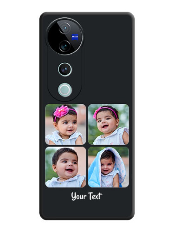 Custom Floral Art with 6 Image Holder on Photo On Space Black Custom Soft Matte Mobile Back Cover - Vivo V40 Pro 5G