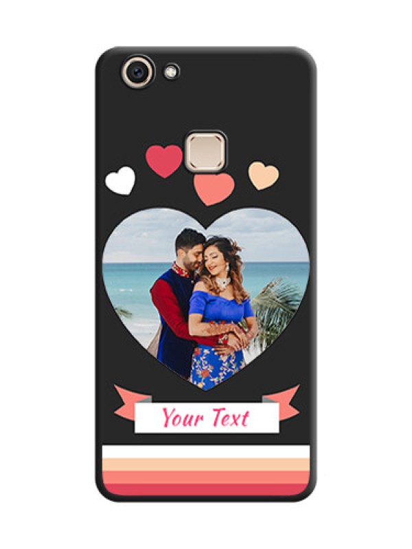 Custom Love Shaped Photo with Colorful Stripes On Space Black Custom Soft Matte Mobile Back Cover - Vivo V7 Plus