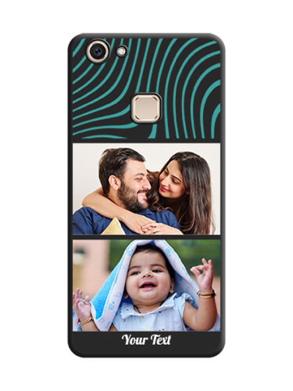 Custom Wave Pattern with 2 Image Holder On Space Black Custom Soft Matte Mobile Back Cover - Vivo V7 Plus