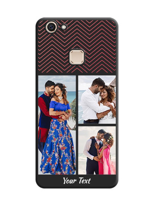 Custom Wave Pattern with 3 Image Holder On Space Black Custom Soft Matte Mobile Back Cover - Vivo V7 Plus