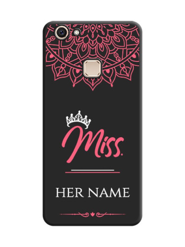 Custom Mrs Name with Floral Design On Space Black Custom Soft Matte Mobile Back Cover - Vivo V7 Plus