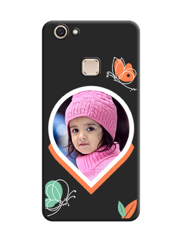 Custom Upload Pic With Simple Butterly Design On Space Black Custom Soft Matte Mobile Back Cover - Vivo V7 Plus