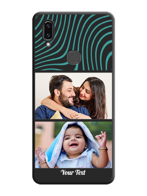 Custom Wave Pattern with 2 Image Holder on Space Black Personalized Soft Matte Phone Covers - Vivo V9 Pro