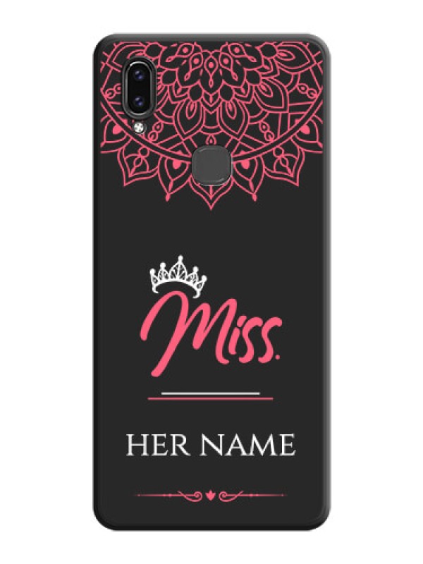 Custom Mrs Name with Floral Design on Space Black Personalized Soft Matte Phone Covers - Vivo V9 Pro