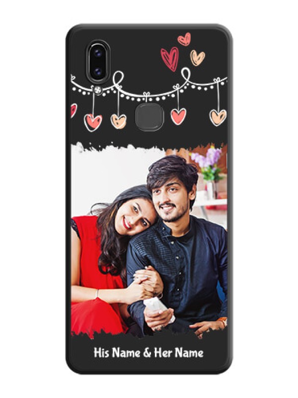 Custom Pink Love Hangings with Name on Space Black Custom Soft Matte Phone Cases - Vivo V9 Youth