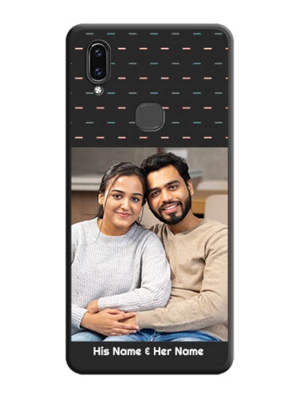Custom Line Pattern Design with Text on Space Black Custom Soft Matte Phone Back Cover - Vivo V9 Youth