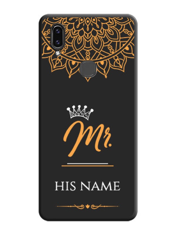 Custom Mr Name with Floral Design  on Personalised Space Black Soft Matte Cases - Vivo V9 Youth