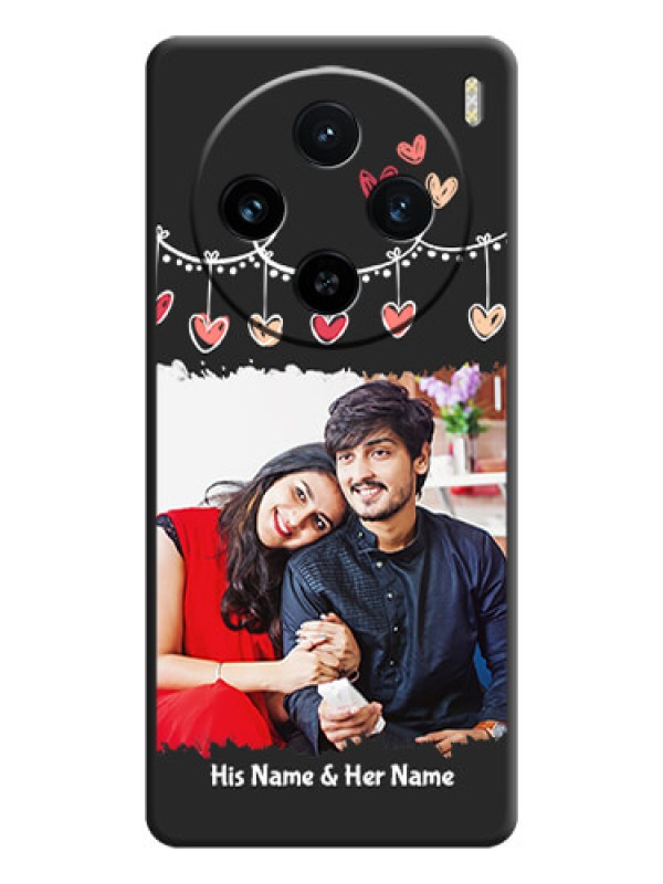 Custom Pink Love Hangings with Name on Space Black Custom Soft Matte Phone Cases - Vivo X100 5G