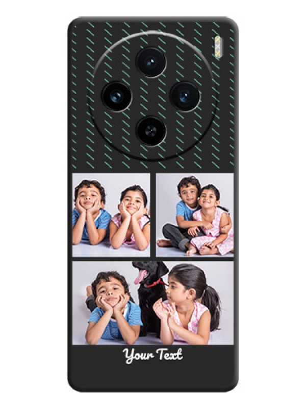 Custom Cross Dotted Pattern with 2 Image Holder on Personalised Space Black Soft Matte Cases - Vivo X100 5G