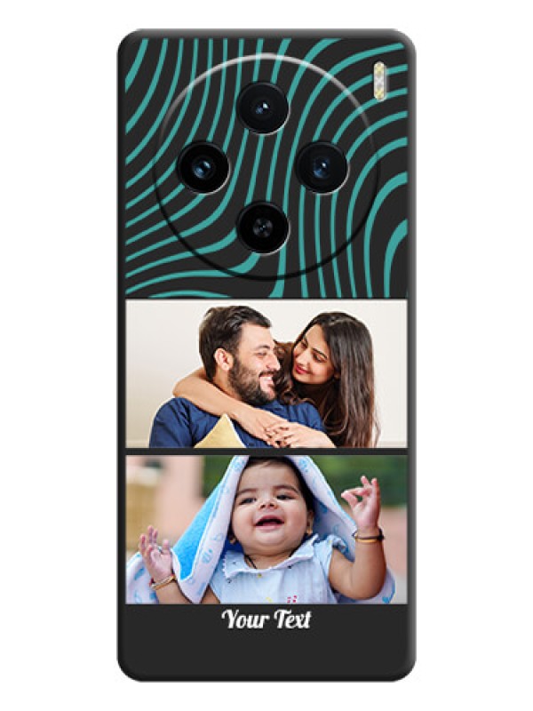 Custom Wave Pattern with 2 Image Holder on Space Black Personalized Soft Matte Phone Covers - Vivo X100 5G