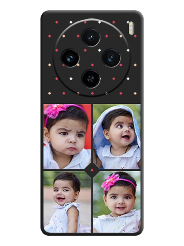 Custom Multicolor Dotted Pattern with 4 Image Holder on Space Black Custom Soft Matte Phone Cases - Vivo X100 5G