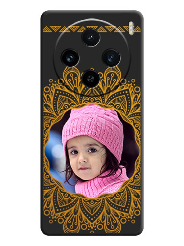 Custom Round Image with Floral Design - Photo on Space Black Soft Matte Mobile Cover - Vivo X100 5G