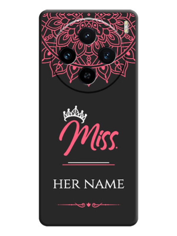 Custom Mrs Name with Floral Design on Space Black Personalized Soft Matte Phone Covers - Vivo X100 5G