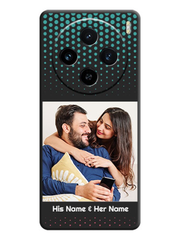 Custom Faded Dots with Grunge Photo Frame and Text on Space Black Custom Soft Matte Phone Cases - Vivo X100 5G