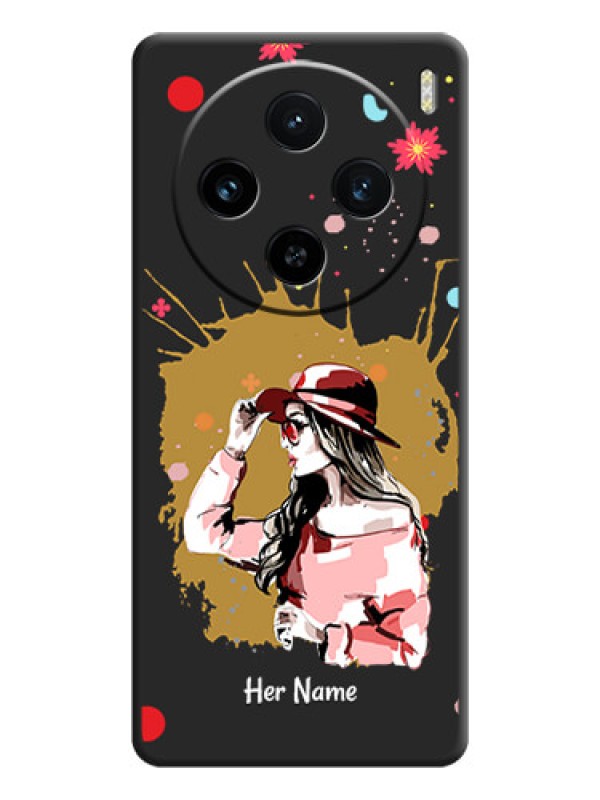 Custom Mordern Lady With Color Splash Background With Custom Text On Space Black Personalized Soft Matte Phone Covers - Vivo X100 5G