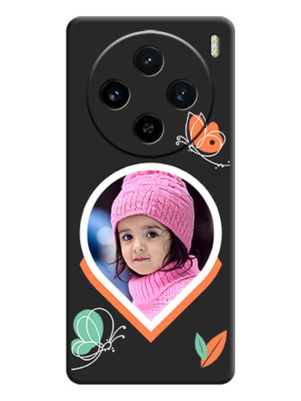 Custom Upload Pic With Simple Butterly Design On Space Black Personalized Soft Matte Phone Covers - Vivo X100 5G