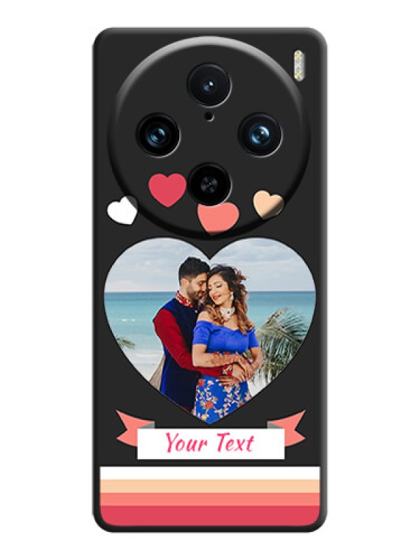 Custom Love Shaped Photo with Colorful Stripes on Personalised Space Black Soft Matte Cases - Vivo X100 Pro 5G