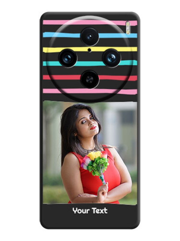 Custom Multicolor Lines with Image on Space Black Personalized Soft Matte Phone Covers - Vivo X100 Pro 5G