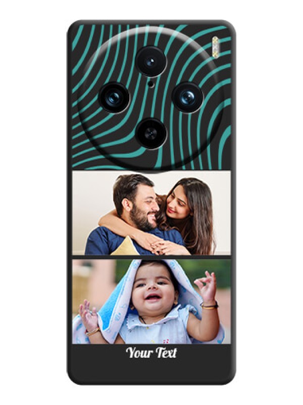 Custom Wave Pattern with 2 Image Holder on Space Black Personalized Soft Matte Phone Covers - Vivo X100 Pro 5G