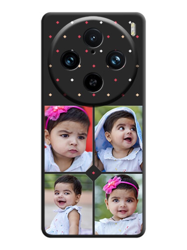 Custom Multicolor Dotted Pattern with 4 Image Holder on Space Black Custom Soft Matte Phone Cases - Vivo X100 Pro 5G