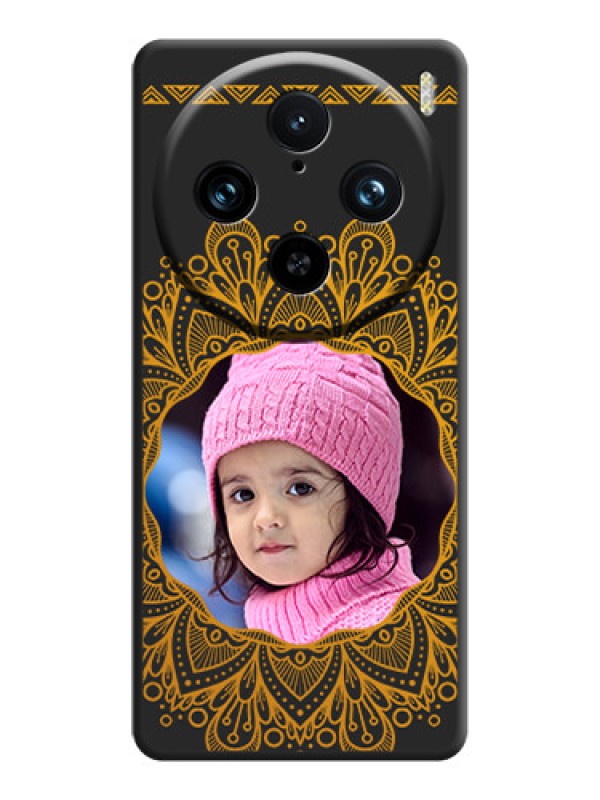 Custom Round Image with Floral Design - Photo on Space Black Soft Matte Mobile Cover - Vivo X100 Pro 5G