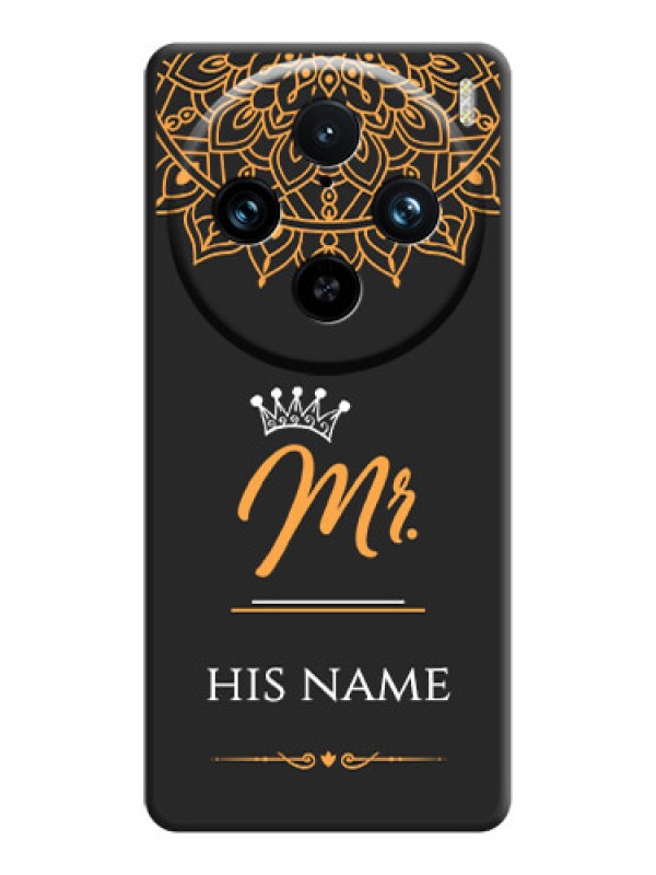Custom Mr Name with Floral Design on Personalised Space Black Soft Matte Cases - Vivo X100 Pro 5G