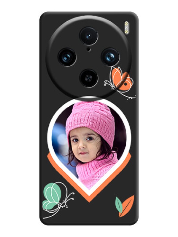 Custom Upload Pic With Simple Butterly Design On Space Black Personalized Soft Matte Phone Covers - Vivo X100 Pro 5G