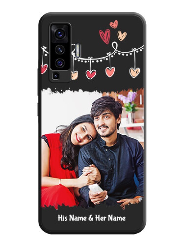 Custom Pink Love Hangings with Name on Space Black Custom Soft Matte Phone Cases - Vivo X50 