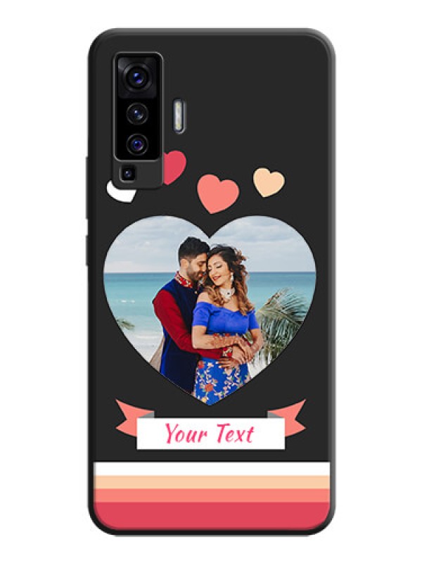 Custom Love Shaped Photo with Colorful Stripes on Personalised Space Black Soft Matte Cases - Vivo X50 