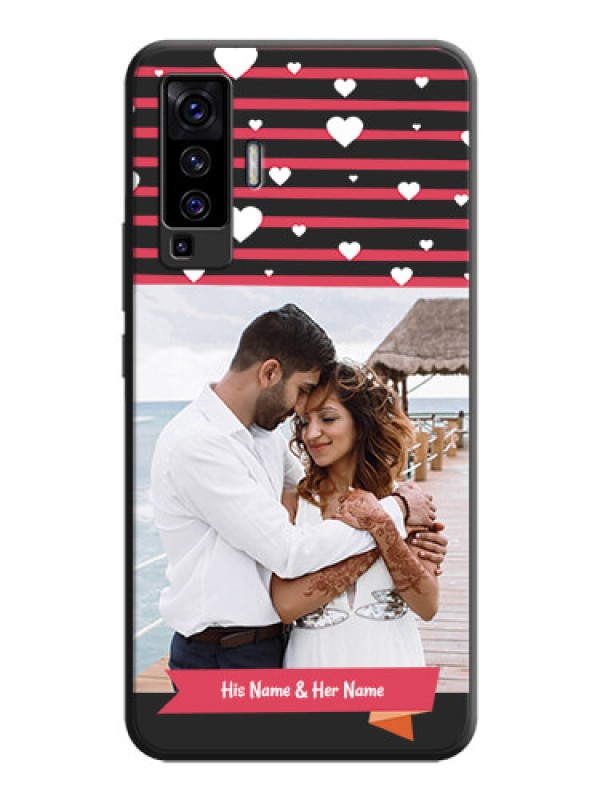 Custom White Color Love Symbols with Pink Lines Pattern on Space Black Custom Soft Matte Phone Cases - Vivo X50 