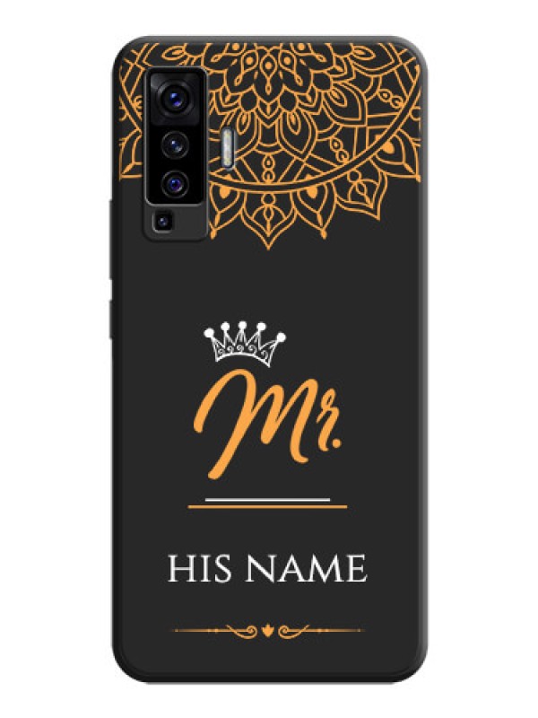 Custom Mr Name with Floral Design  on Personalised Space Black Soft Matte Cases - Vivo X50 