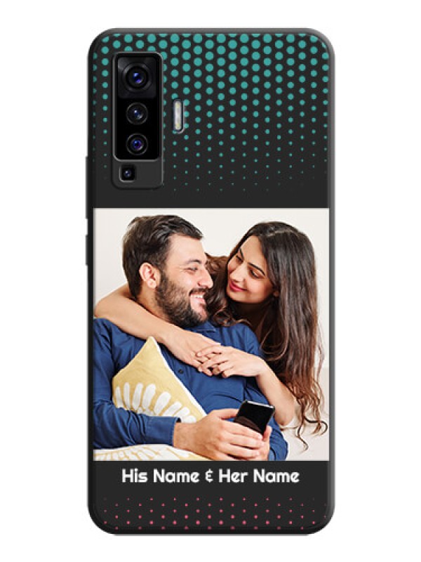 Custom Faded Dots with Grunge Photo Frame and Text on Space Black Custom Soft Matte Phone Cases - Vivo X50 