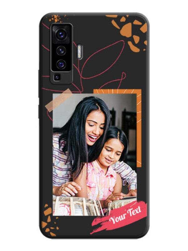 Custom Orange Photo Frame on Space Black Custom Soft Matte Phone Back Cover - Vivo X50 