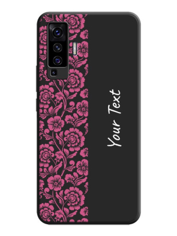 Custom Pink Floral Pattern Design With Custom Text On Space Black Personalized Soft Matte Phone Covers -Vivo X50 5G
