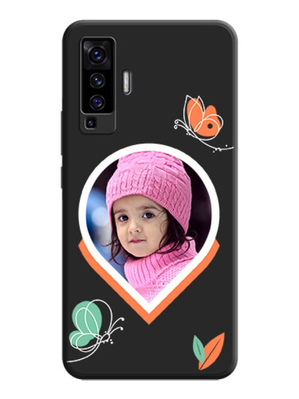Custom Upload Pic With Simple Butterly Design On Space Black Personalized Soft Matte Phone Covers -Vivo X50 5G