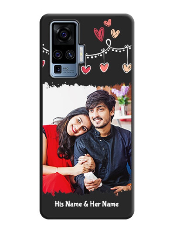 Custom Pink Love Hangings with Name on Space Black Custom Soft Matte Phone Cases - Vivo X50 Pro 5G