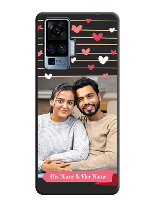 Custom Love Pattern with Name on Pink Ribbon  - Photo on Space Black Soft Matte Back Cover - Vivo X50 Pro 5G