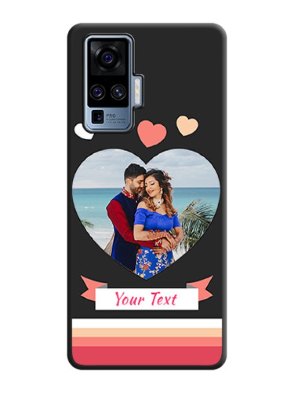 Custom Love Shaped Photo with Colorful Stripes on Personalised Space Black Soft Matte Cases - Vivo X50 Pro 5G