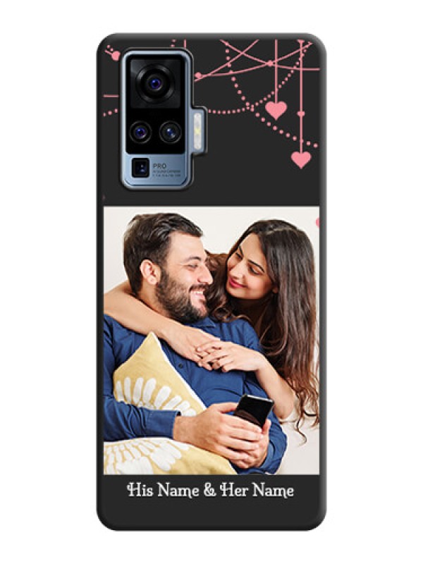 Custom Pink Love Hangings with Text on Space Black Custom Soft Matte Back Cover - Vivo X50 Pro 5G