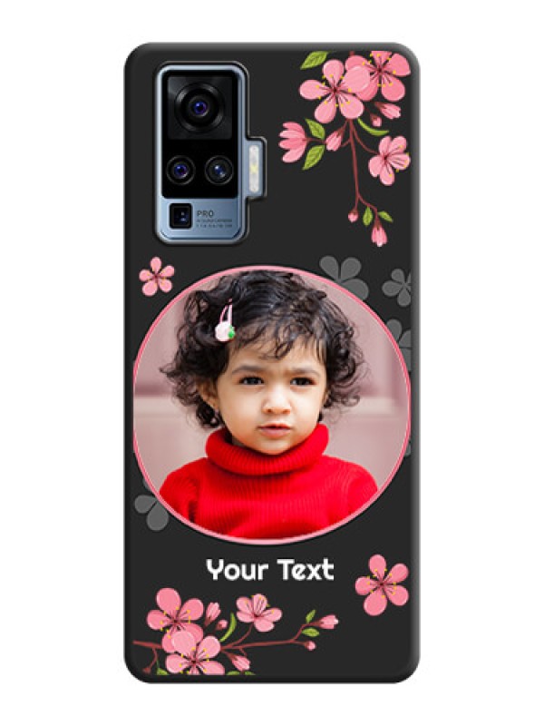 Custom Round Image with Pink Color Floral Design - Photo on Space Black Soft Matte Back Cover - Vivo X50 Pro 5G