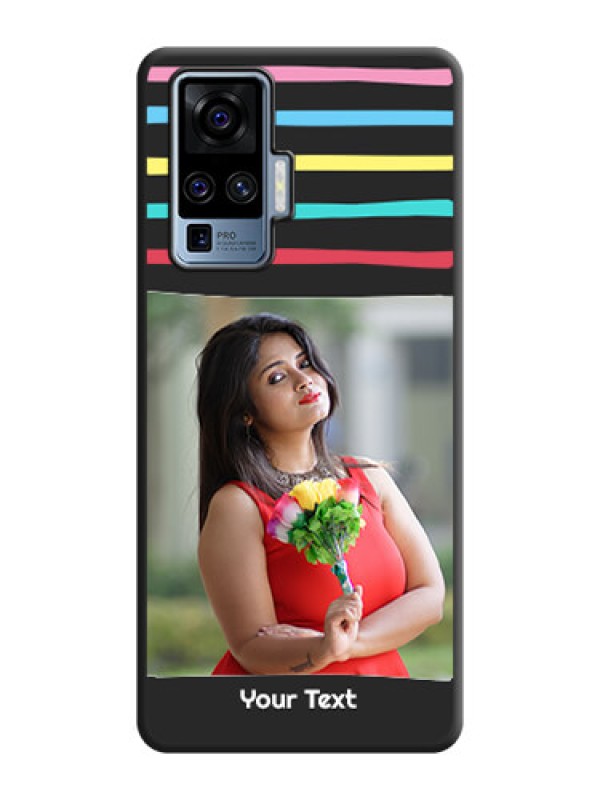 Custom Multicolor Lines with Image on Space Black Personalized Soft Matte Phone Covers - Vivo X50 Pro 5G