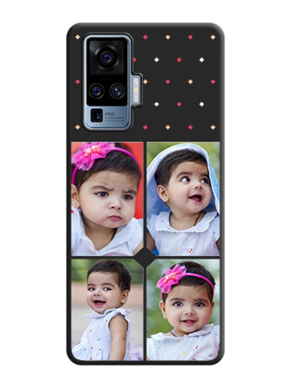Custom Multicolor Dotted Pattern with 4 Image Holder on Space Black Custom Soft Matte Phone Cases - Vivo X50 Pro 5G