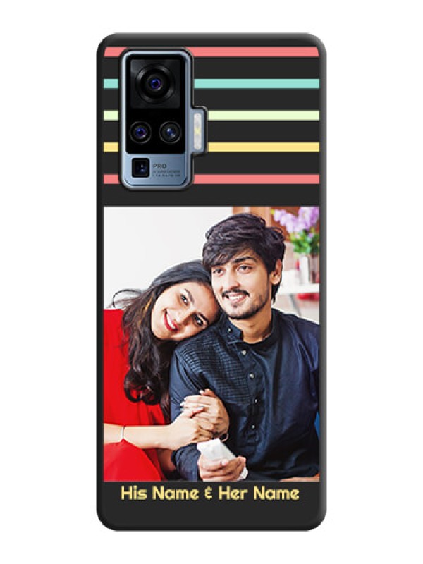 Custom Color Stripes with Photo and Text - Photo on Space Black Soft Matte Mobile Case - Vivo X50 Pro 5G