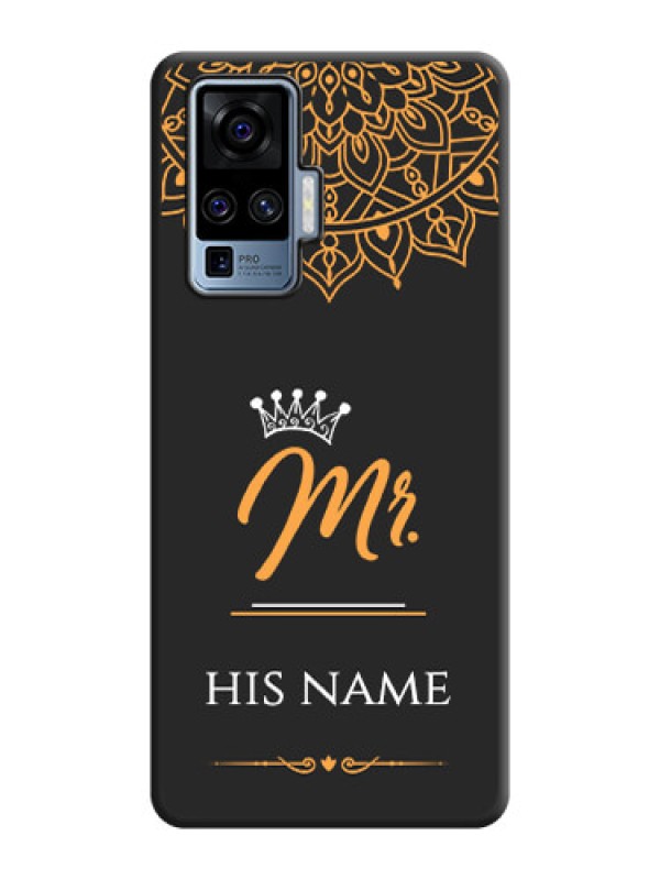 Custom Mr Name with Floral Design  on Personalised Space Black Soft Matte Cases - Vivo X50 Pro 5G