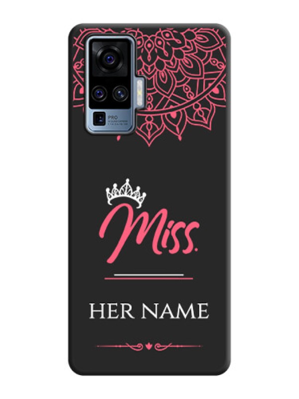 Custom Mrs Name with Floral Design on Space Black Personalized Soft Matte Phone Covers - Vivo X50 Pro 5G
