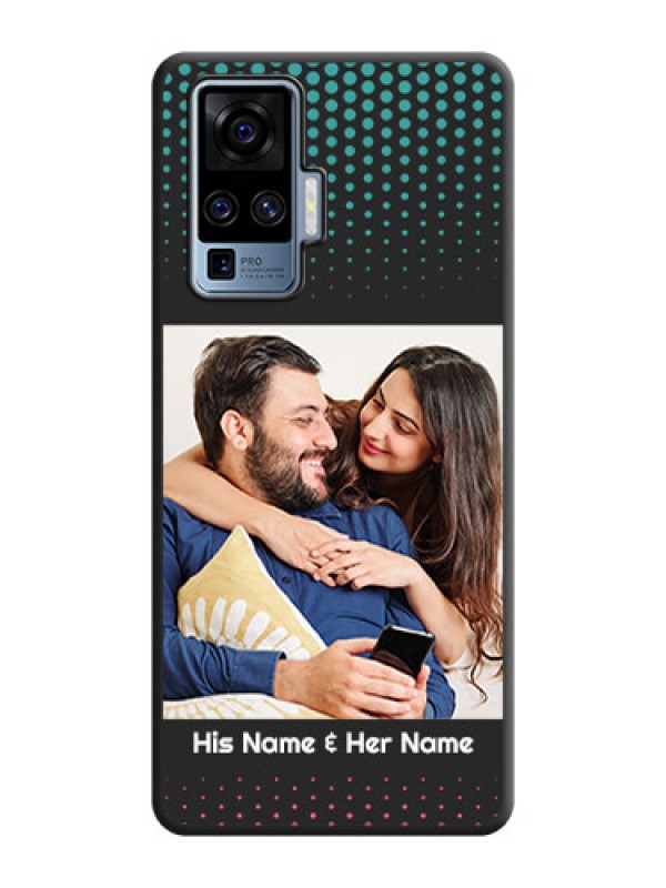 Custom Faded Dots with Grunge Photo Frame and Text on Space Black Custom Soft Matte Phone Cases - Vivo X50 Pro 5G