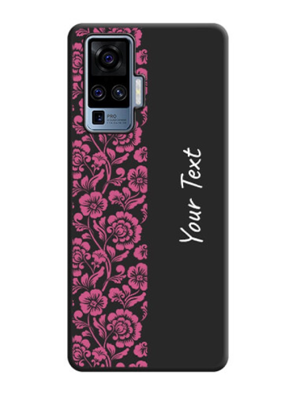 Custom Pink Floral Pattern Design With Custom Text On Space Black Personalized Soft Matte Phone Covers -Vivo X50 Pro 5G